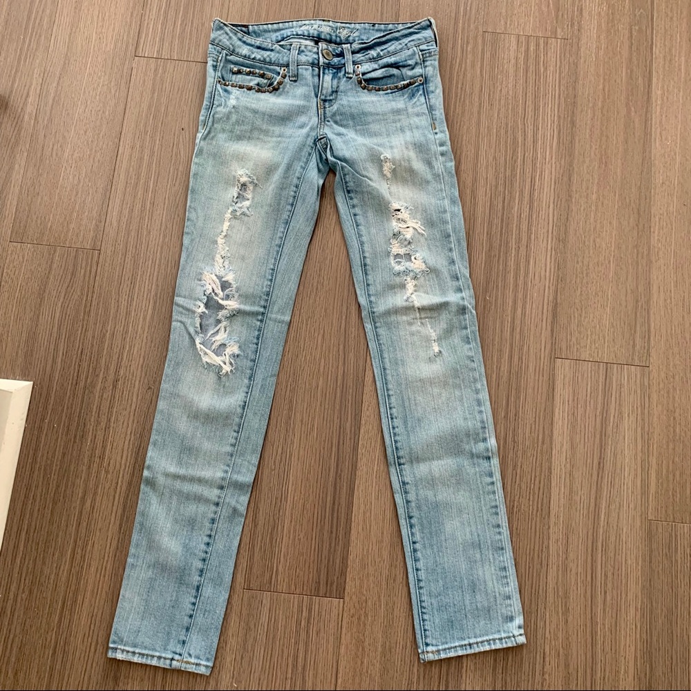 American Eagle Distressed & Studded Skinny Jeans